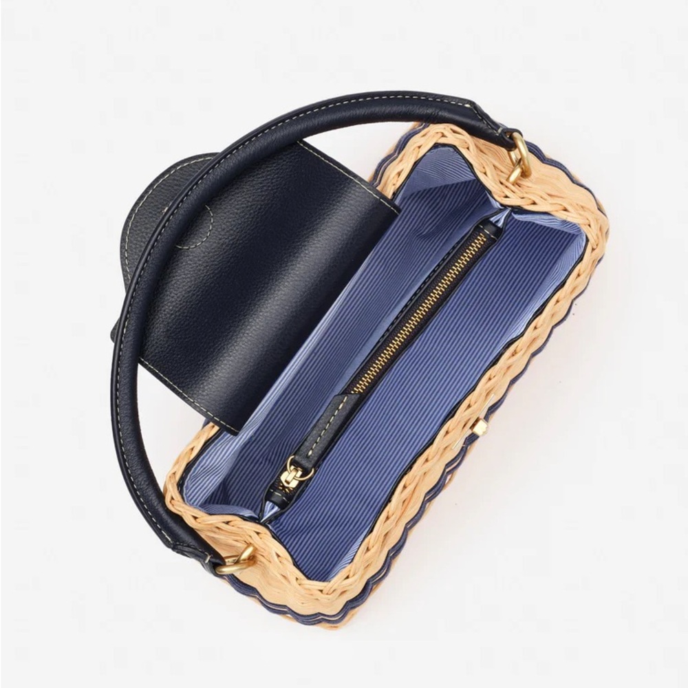 Faith Wicker Handbag - Color Natural/Navy - Picture 2 of 8
